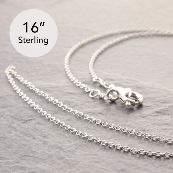16” Dainty Silver Necklace, sterling silver, chain necklace, thin (25-1sd-sp) - Picture 1 of 6